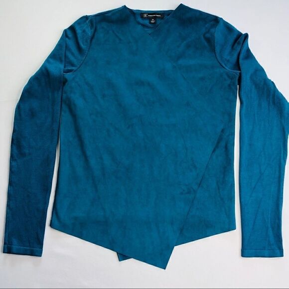 INC Int'l Concepts🌼Teal Faux Suede Cardigan / Top - Picture 7 of 11